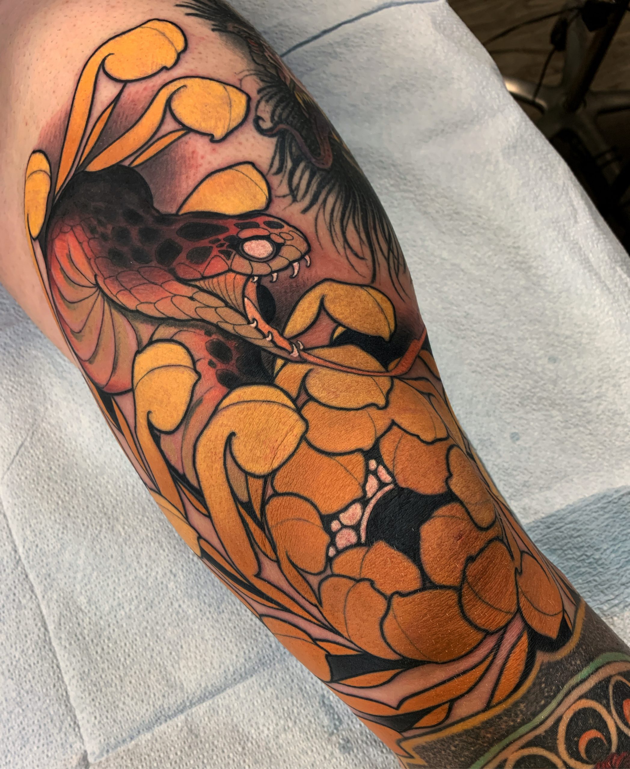 Sleeve work done by Randy Burnham at Sunshine State Tattoo in